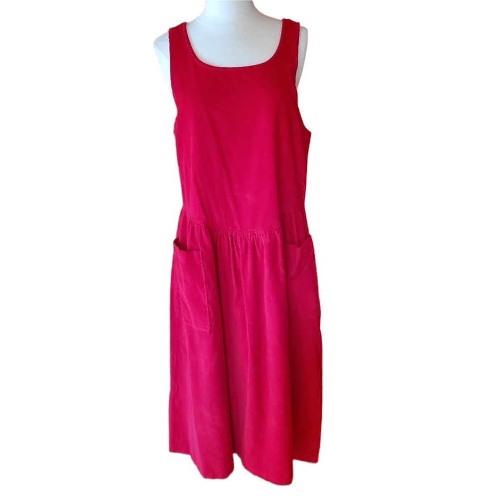 1980s Pam's Closet Red, Corduroy‎ Dress